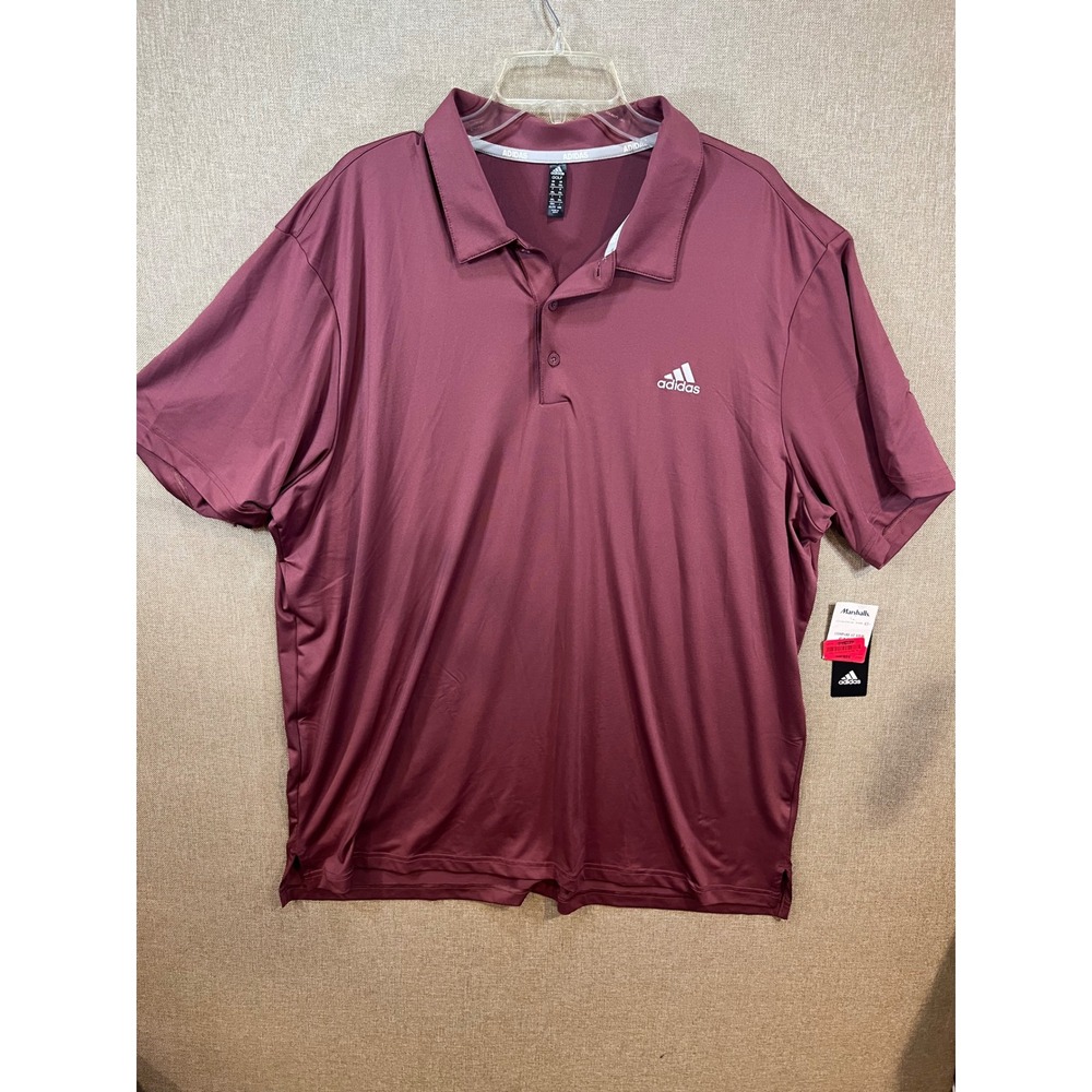 Adidas Golf Mens 2XL Quiet Crimson P/S Ult Solid Polo Shirt ADVS20R772 Burgundy